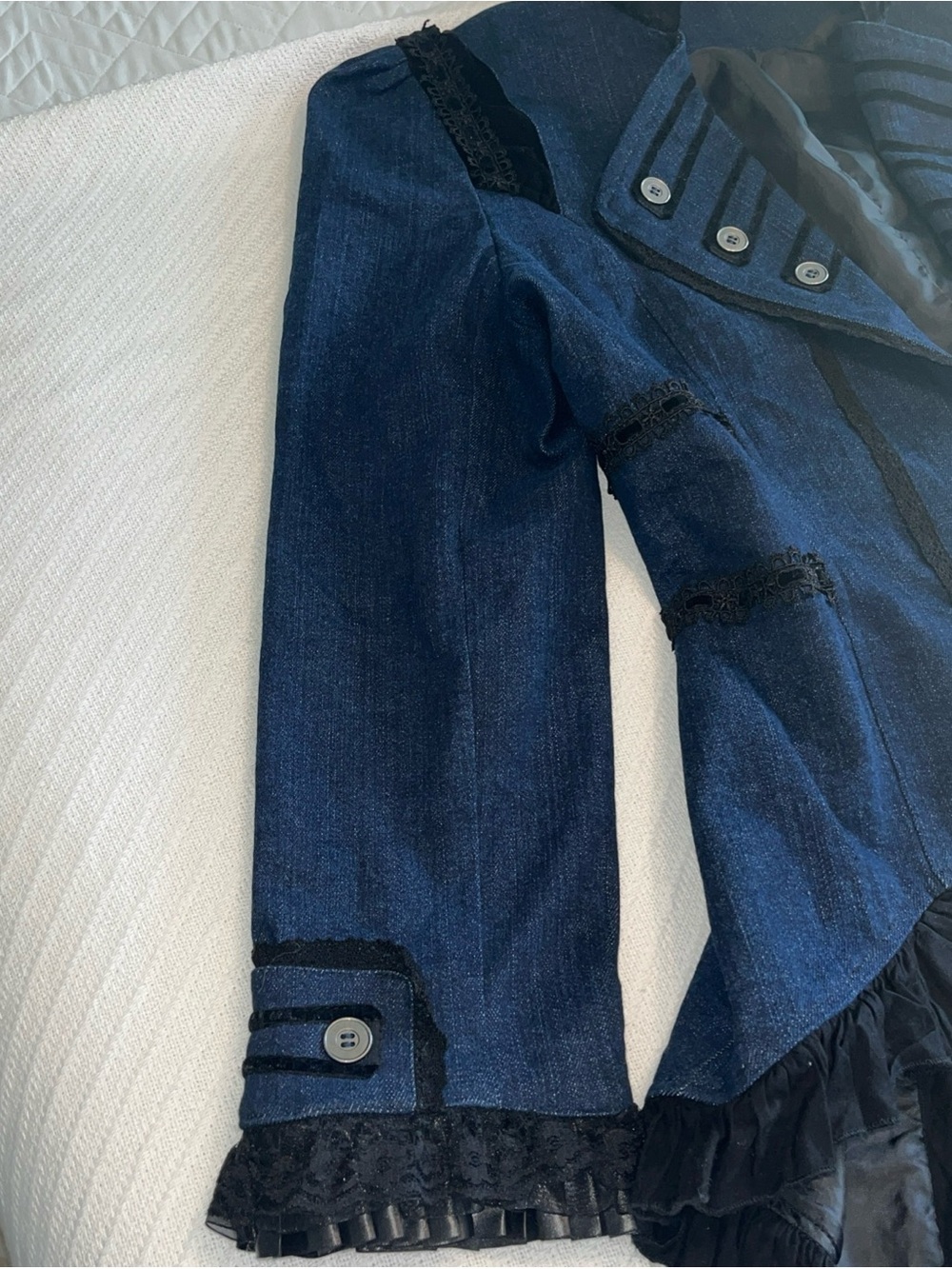 Victorian-Inspired Navy Military Tailcoat Jacket with Black lace Size Large - Picture 5 of 16